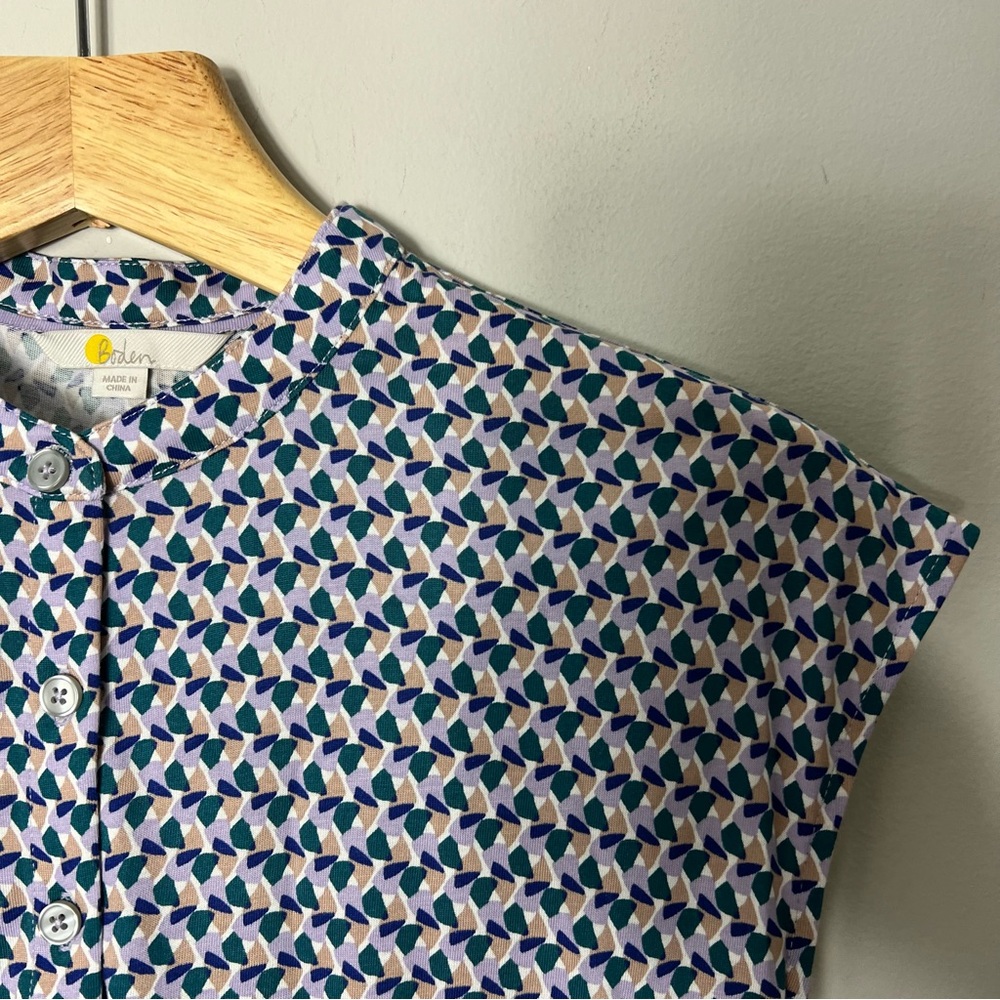 Boden Cotton Modal Printed Easy Jersey Knit Dress Sleeveless Size 4P 1020 - Picture 3 of 9